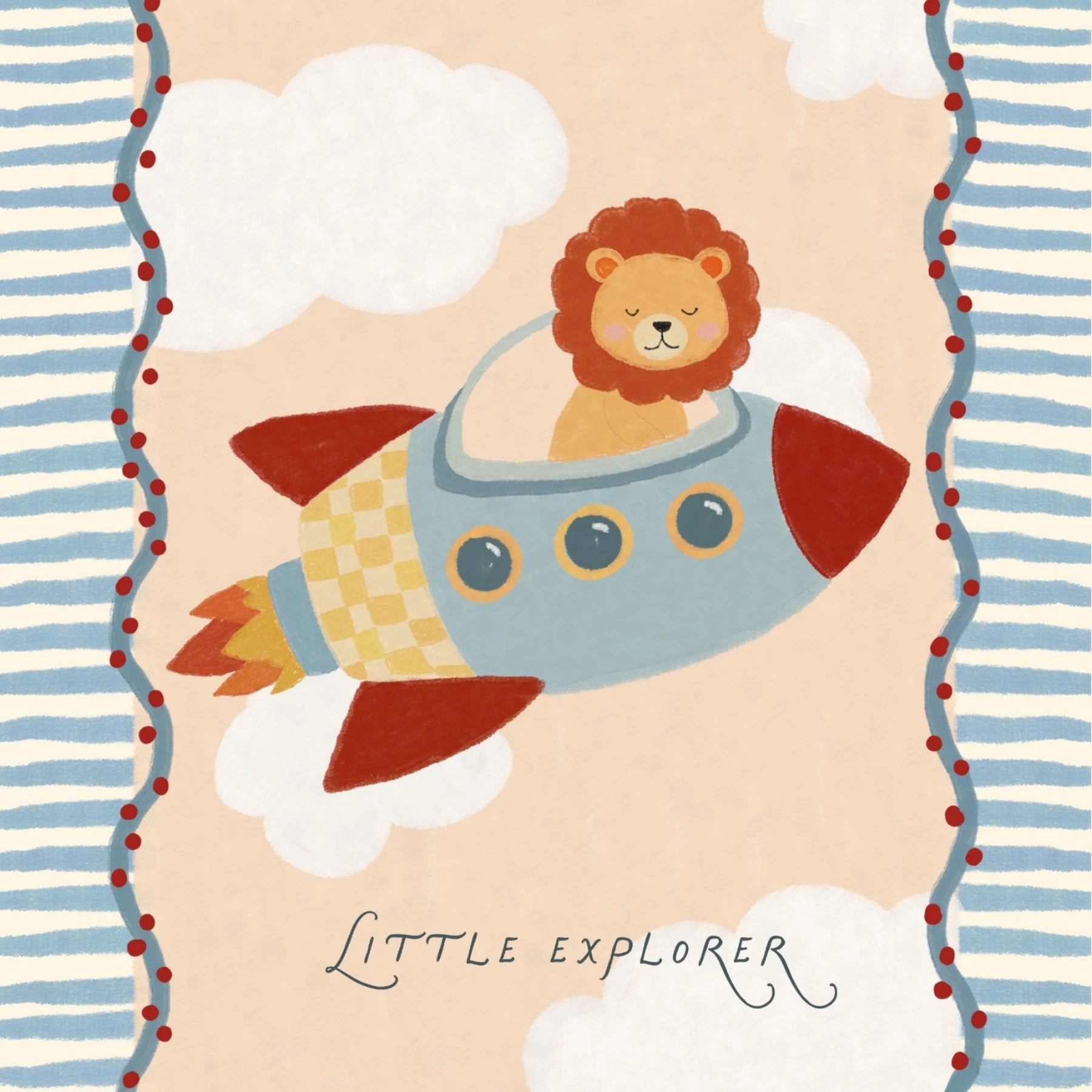 Arte murale con leone su razzo