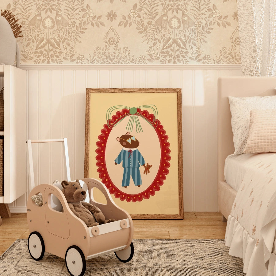 Bear Nursery Print - Cute Teddy Wall Art for Kids