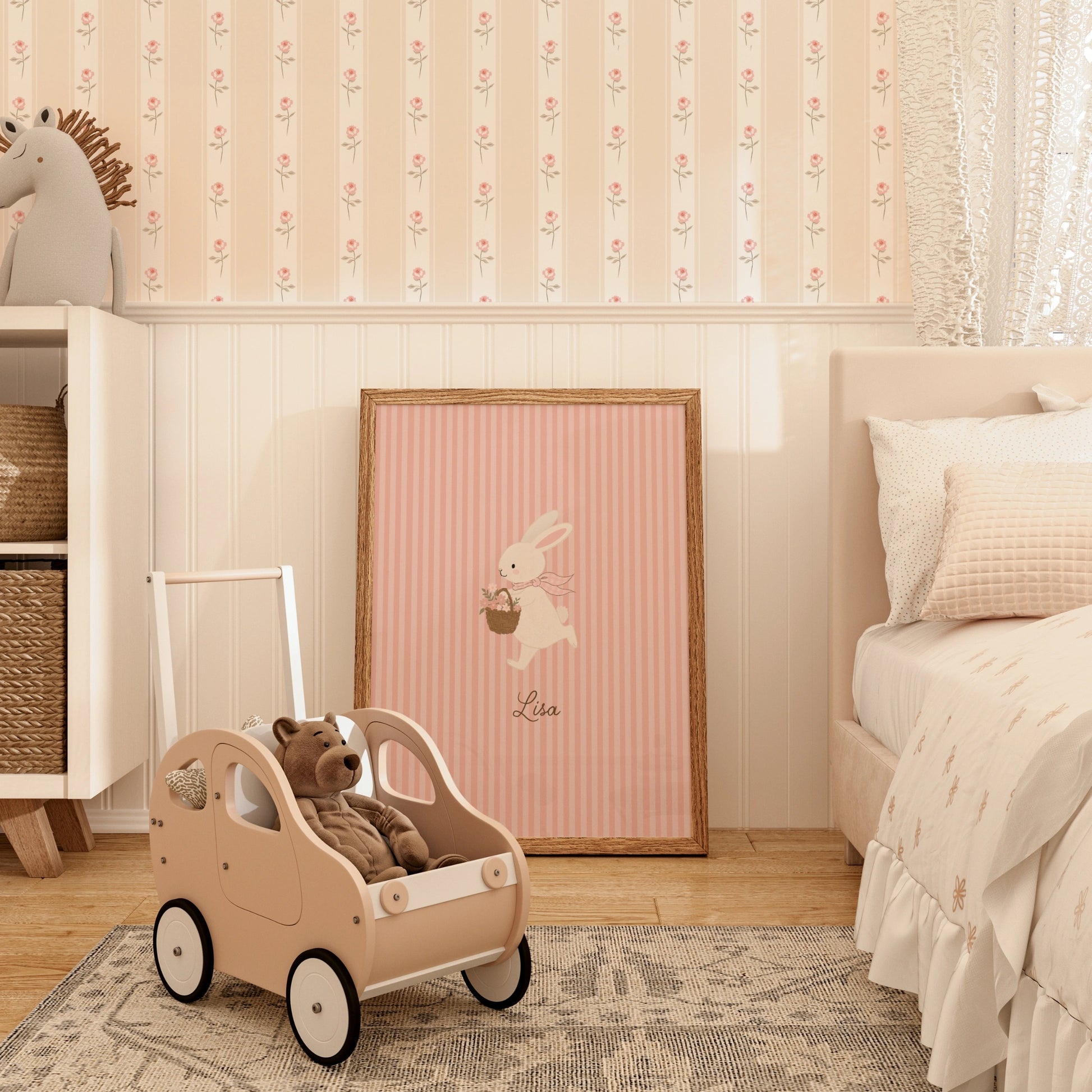 Personalized Nursery Name with Bunny – Personalized wall art