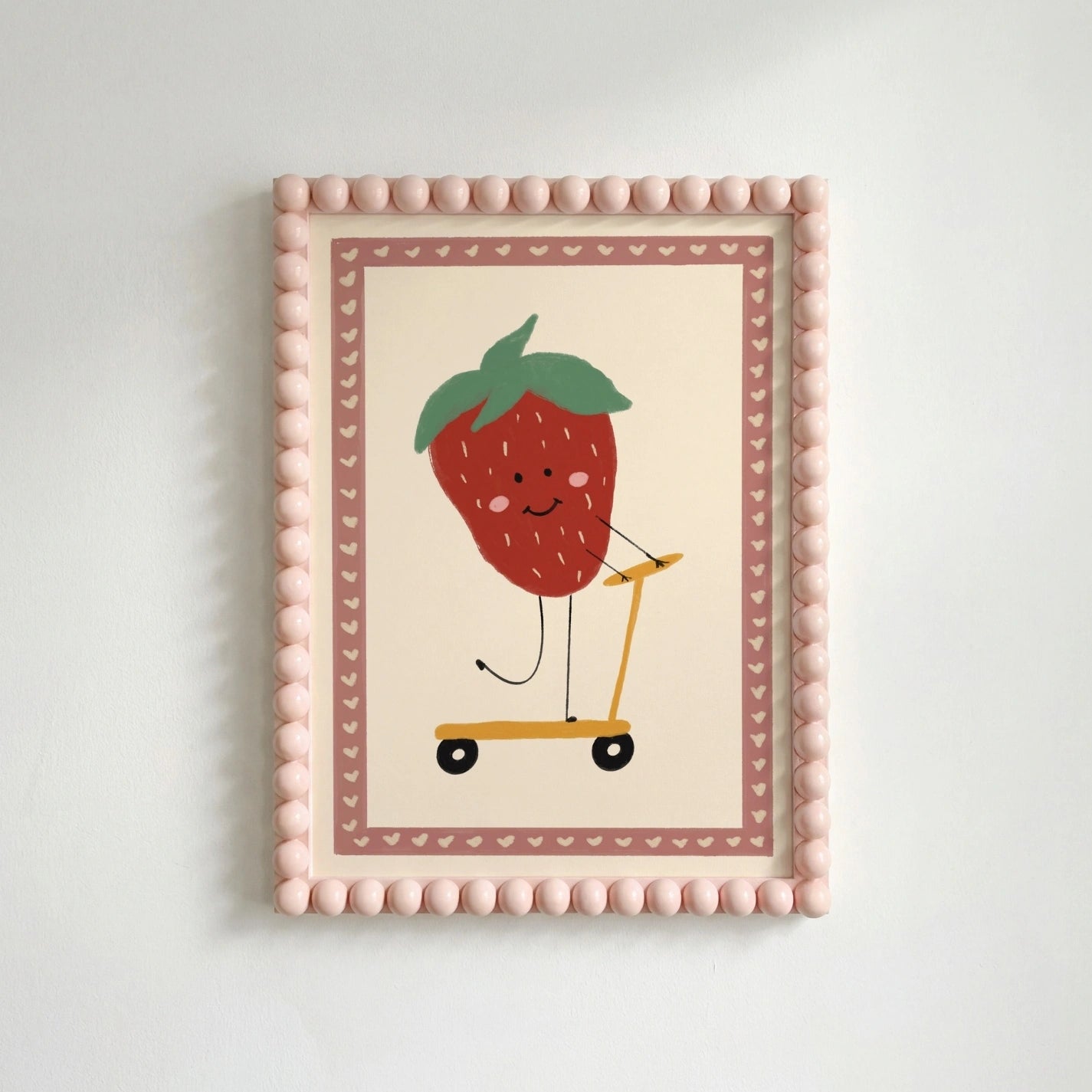 Playful Strawberry Illustration, Whimsical Kids Decor