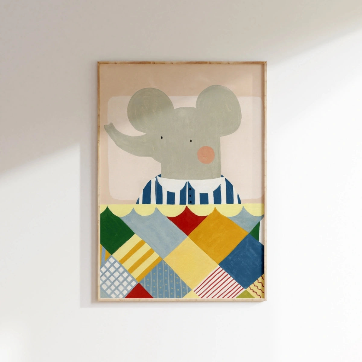 Elephant Nursery Print - Cute Baby Animal Wall Art for Kids, Colorful Kids Decor