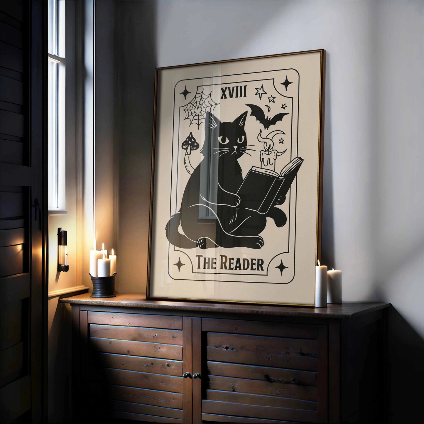 The Reader Tarot Cat Print – Bookish Halloween