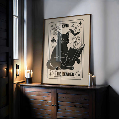 The Reader Tarot Cat Print – Bookish Halloween