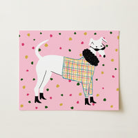 Whimsical Dog Wall Art – White Dog in Sweater Print