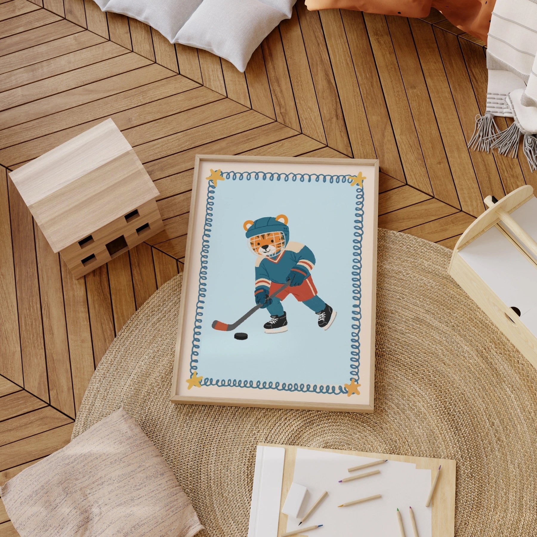 Hockey Tiger Nursery Wall Art