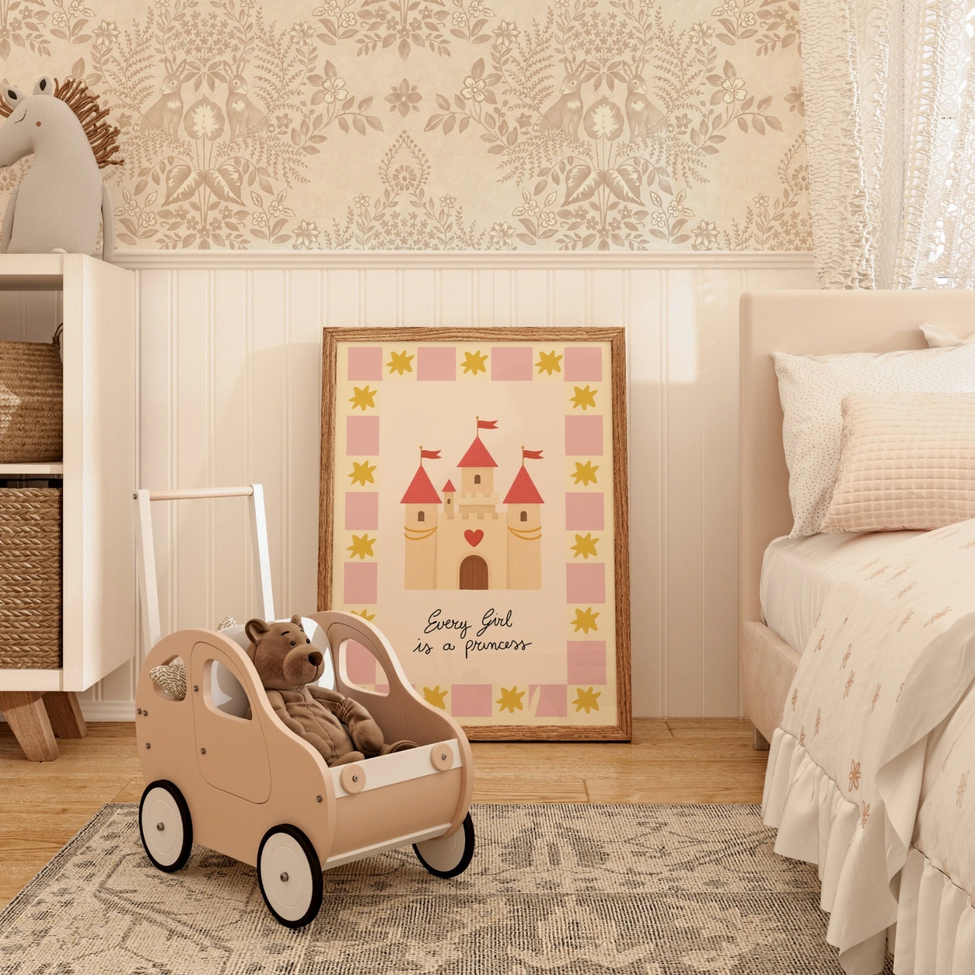 Art mural de château de conte de fées