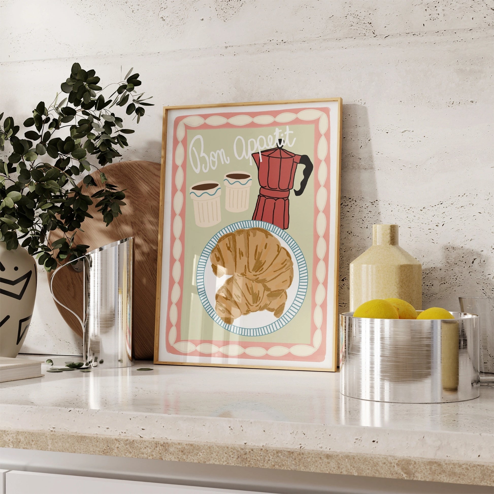 Decorazione murale per la tavola da pranzo italiana – Stampa di pasta, vino e cucina