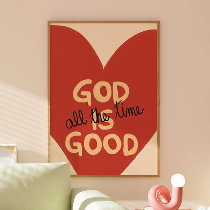 God Is Good Christian Wall Art – Bold Heart Print