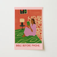 Décoration murale « La Bible avant le téléphone » – Impression chrétienne « Routine matinale »