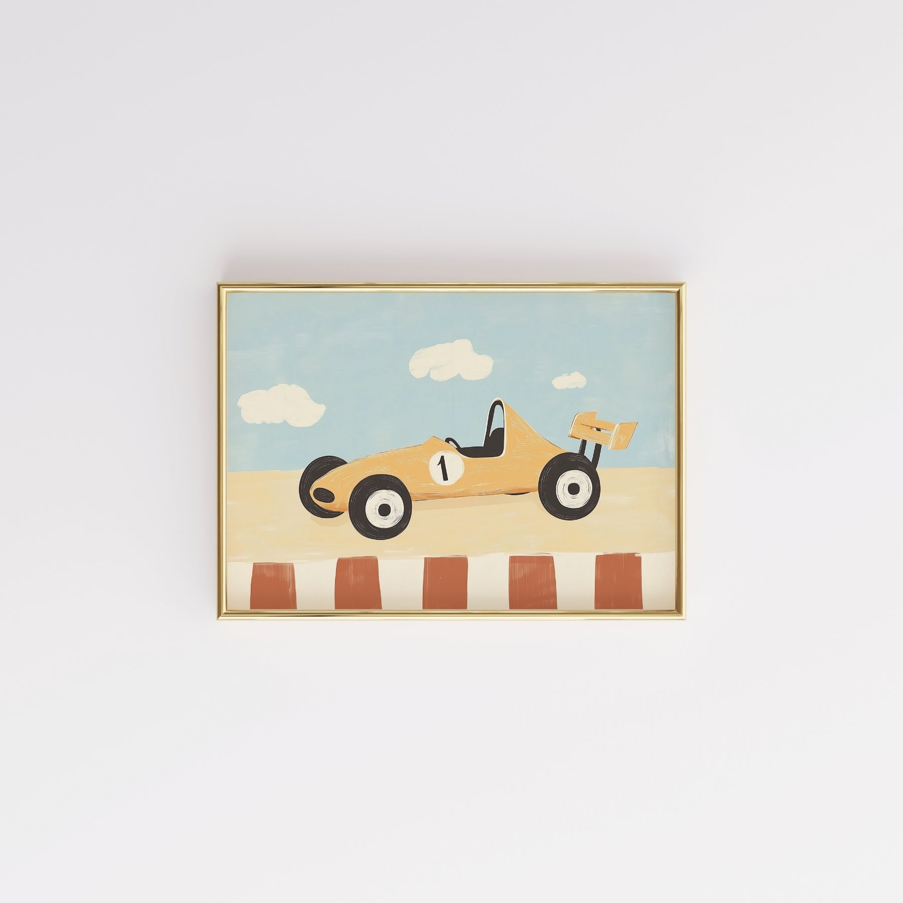 Stampa per cameretta dei bambini con auto da corsa: simpatica decorazione murale con veicoli per ragazzi