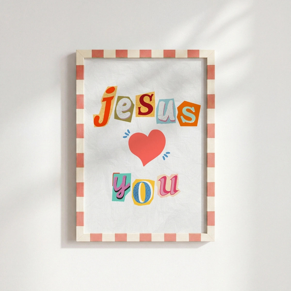 Affiche Jésus T'aime – Décoration murale chrétienne en collage, Décoration murale chrétienne