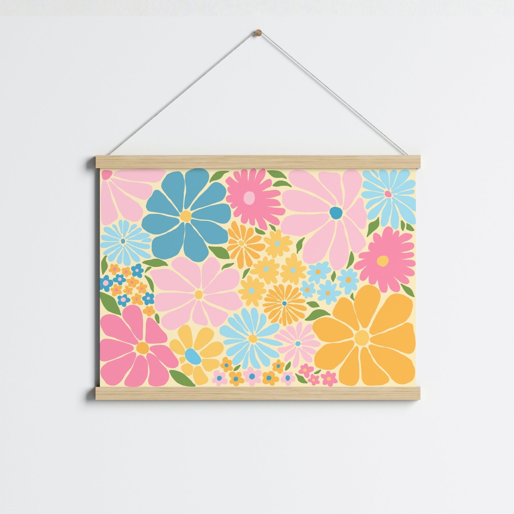 Retro Flower Power Print – Colorful Floral Wall Art