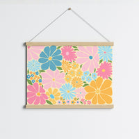 Retro Flower Power Print – Colorful Floral Wall Art