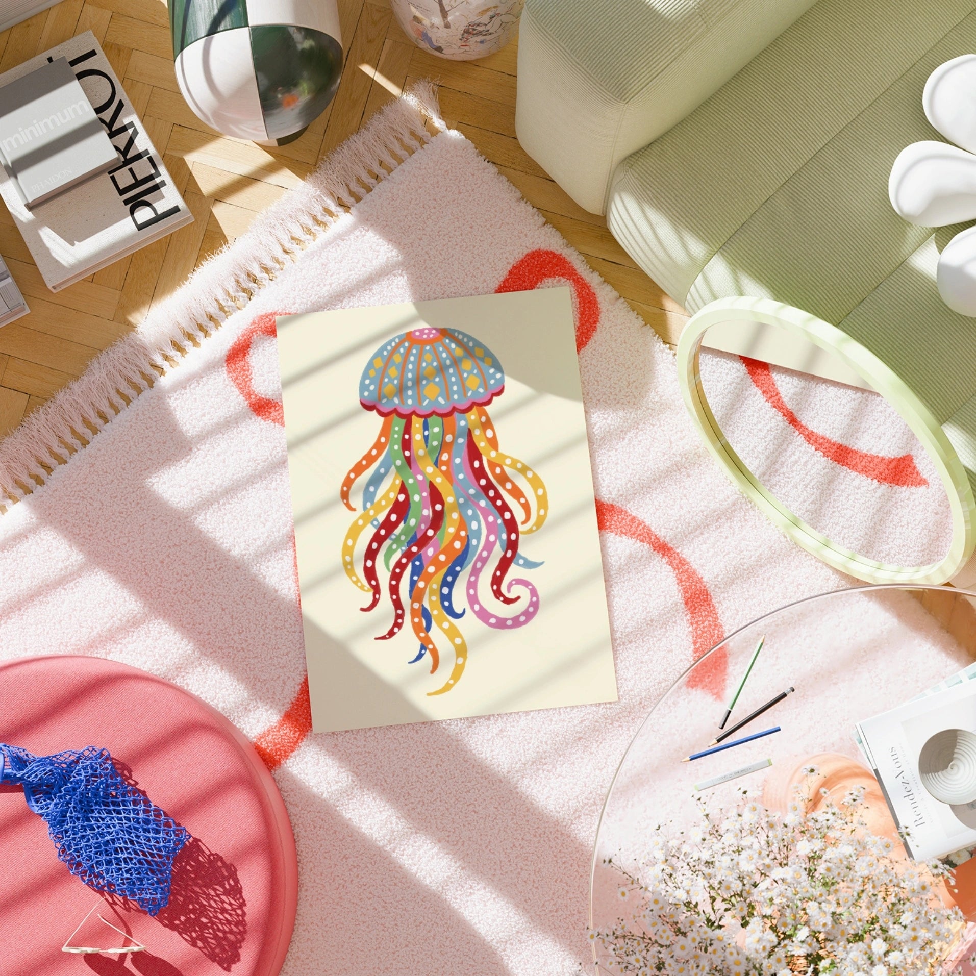 Décoration murale méduses colorées