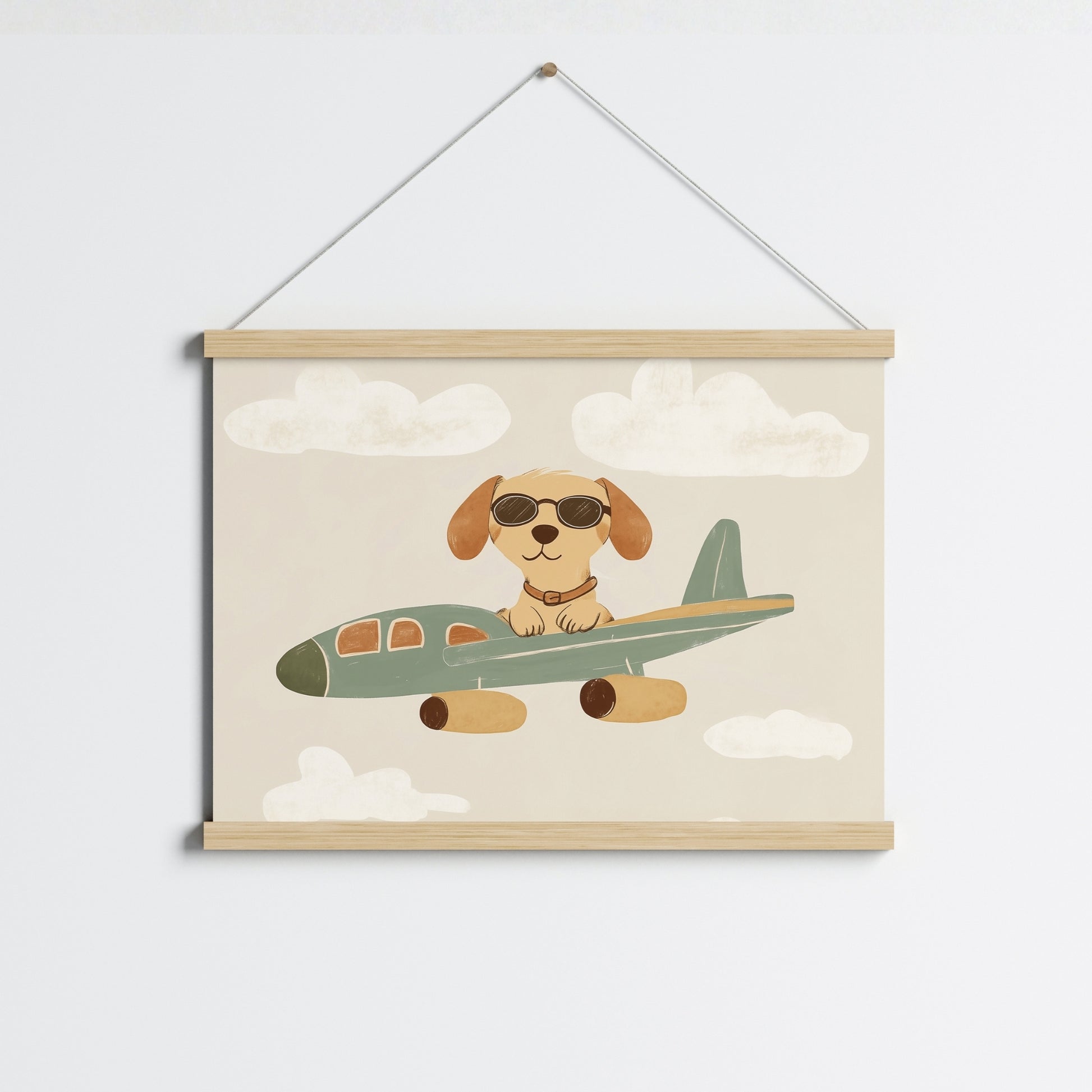 Pilot Dog Nursery Print – Cute Airplane Wall Art for Boys