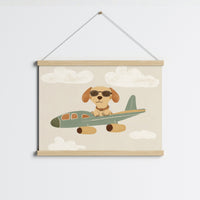 Pilot Dog Nursery Print – Cute Airplane Wall Art for Boys