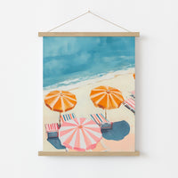 Retro Beach Umbrella Wall Art – Coastal Summer Print