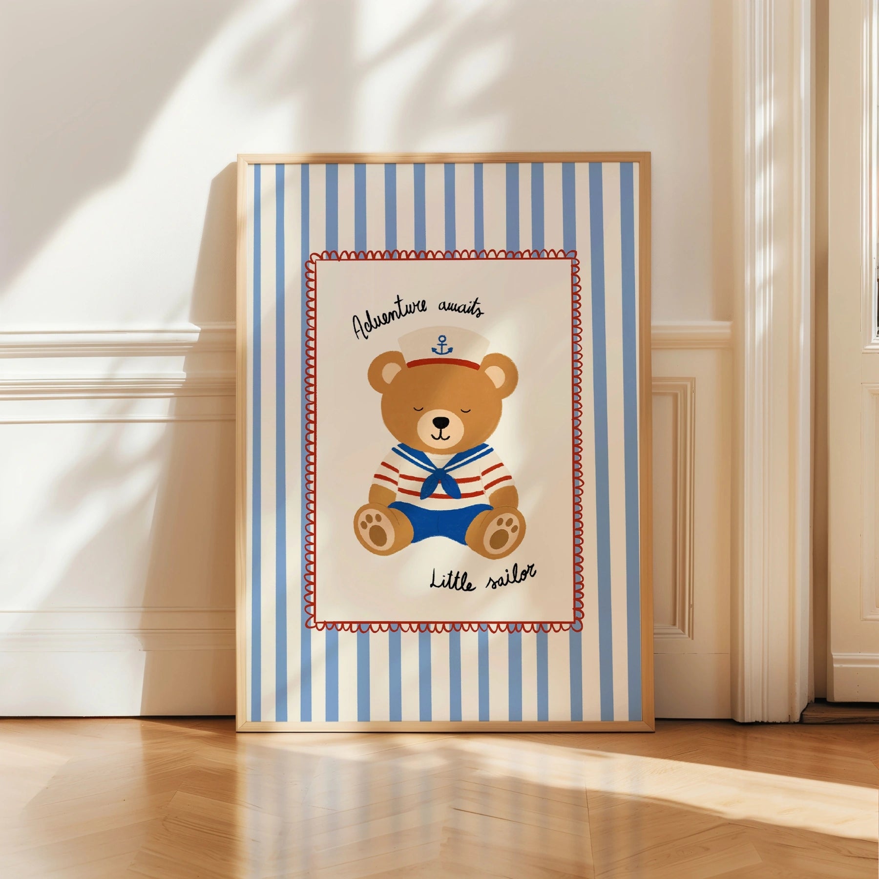 Little Sailor Bear Nursery Print, Boys Room Decor