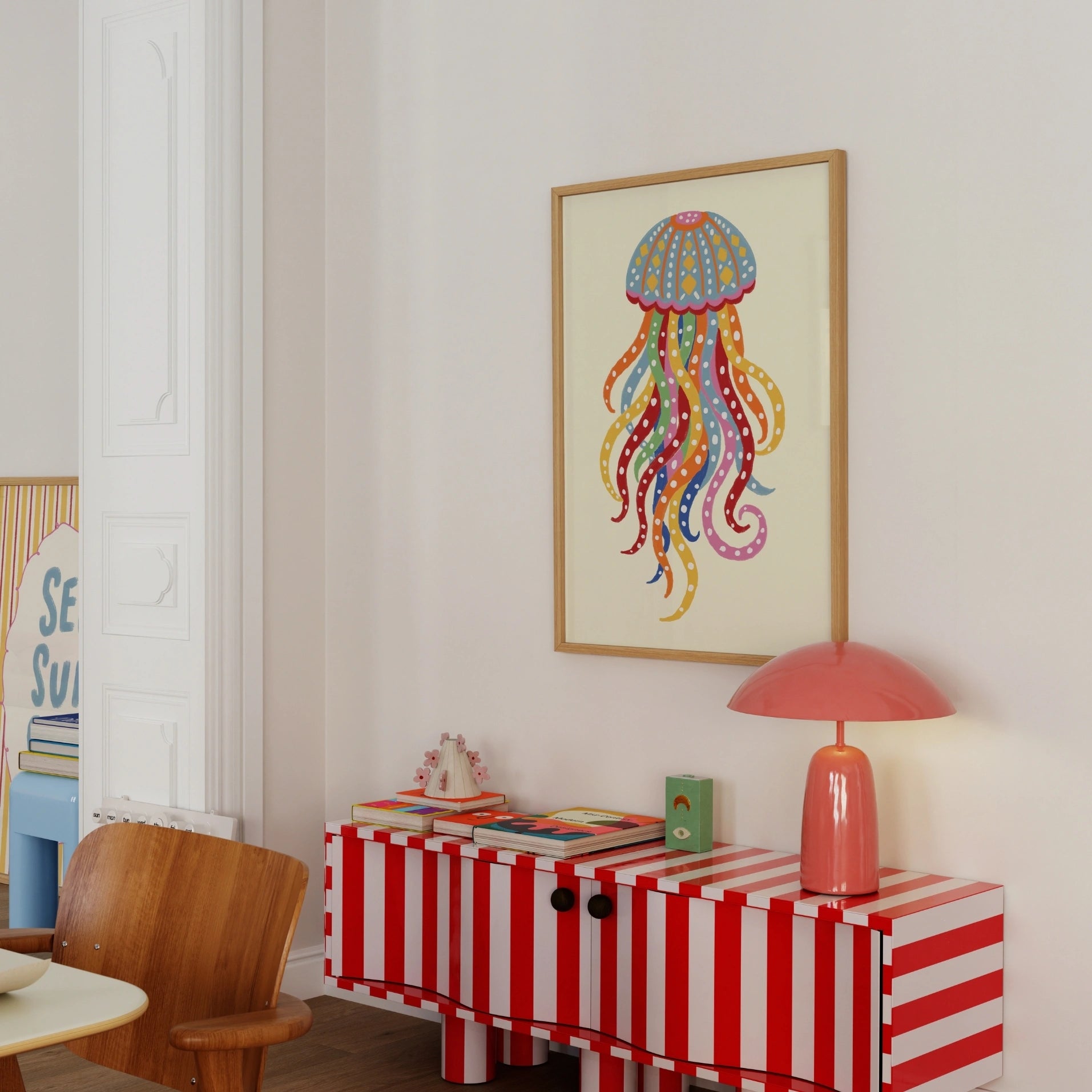 Décoration murale méduses colorées