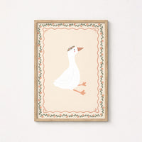 Floral Goose Nursery Wall Art, Whimsical Kids Decor