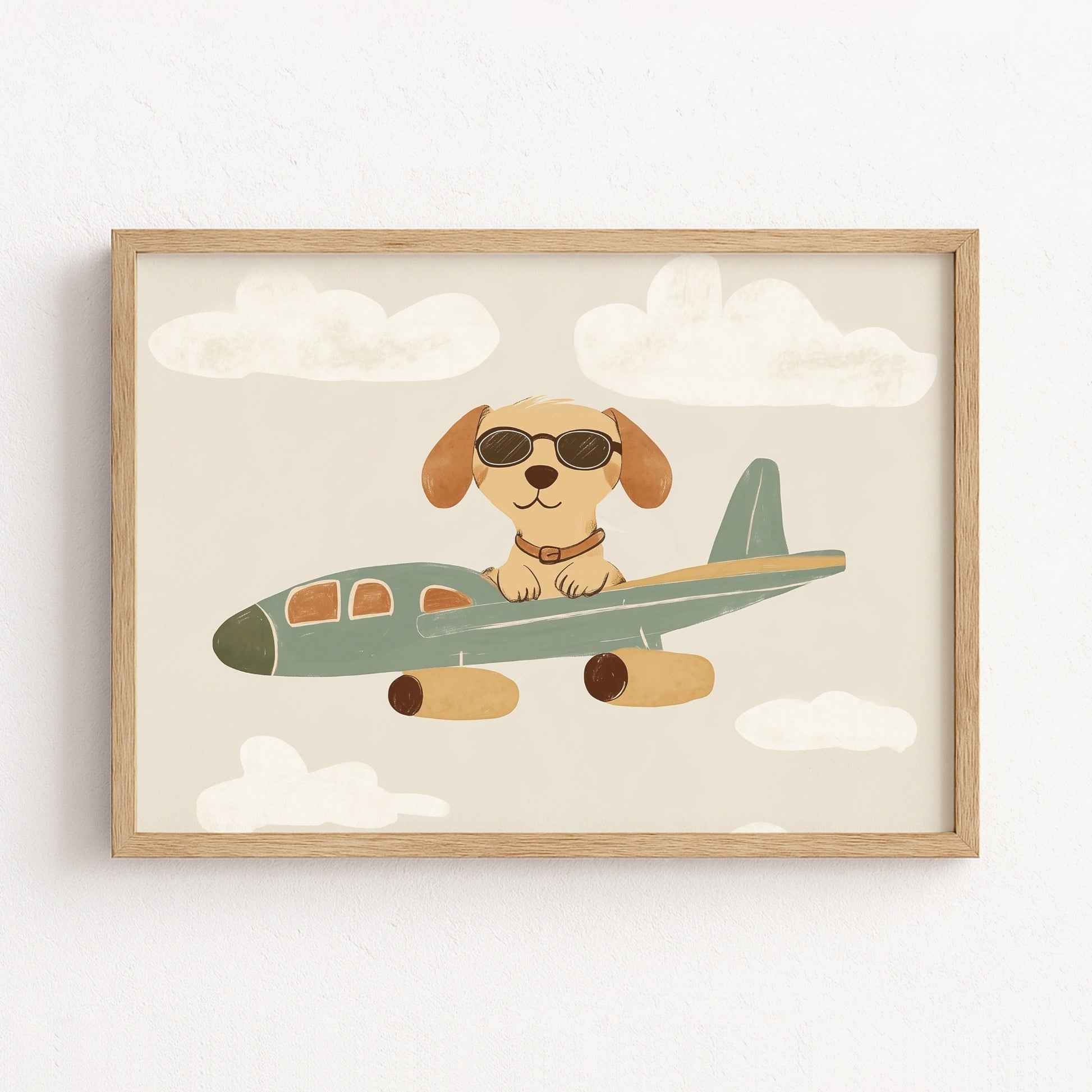 Pilot Dog Nursery Print – Cute Airplane Wall Art for Boys