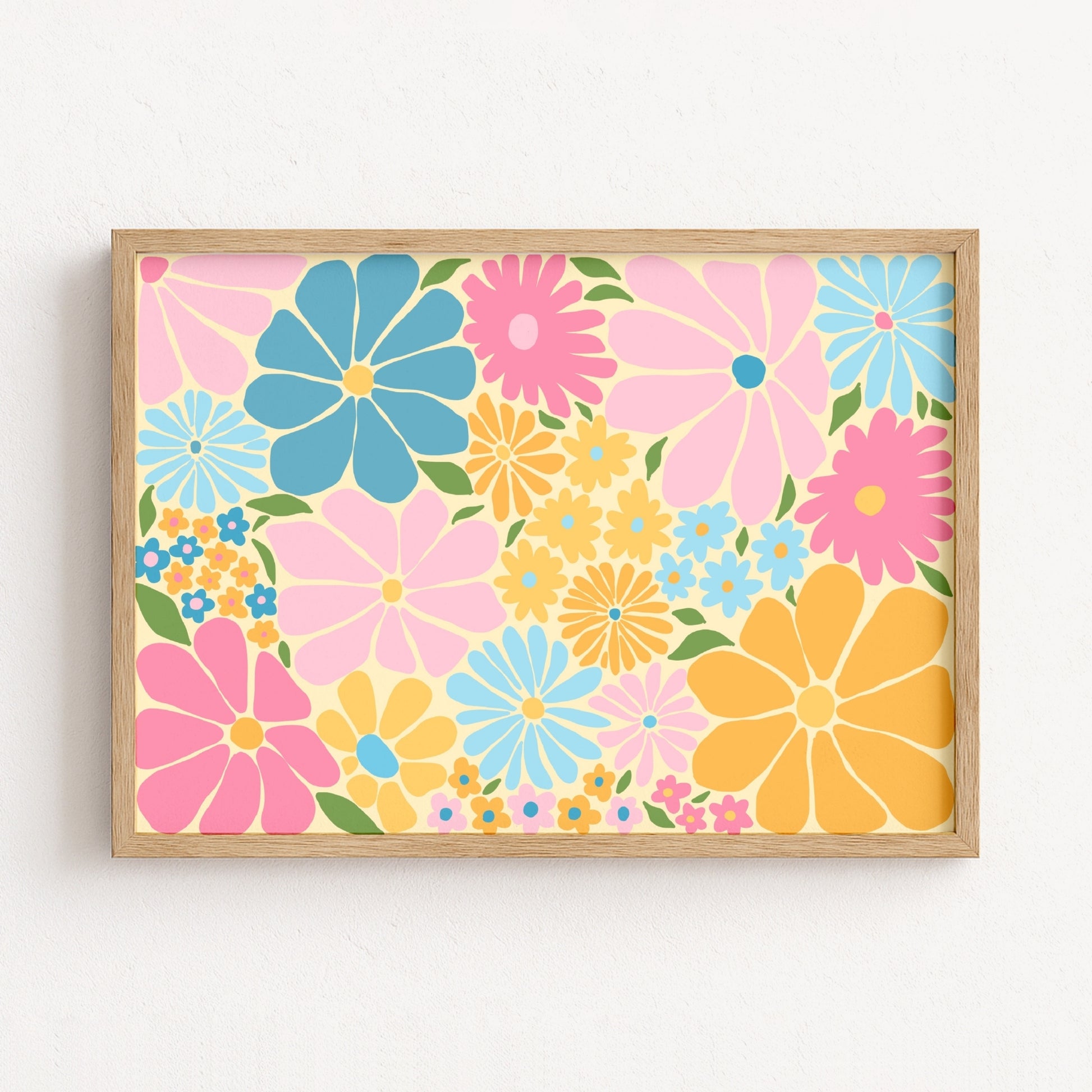 Retro Flower Power Print – Colorful Floral Wall Art