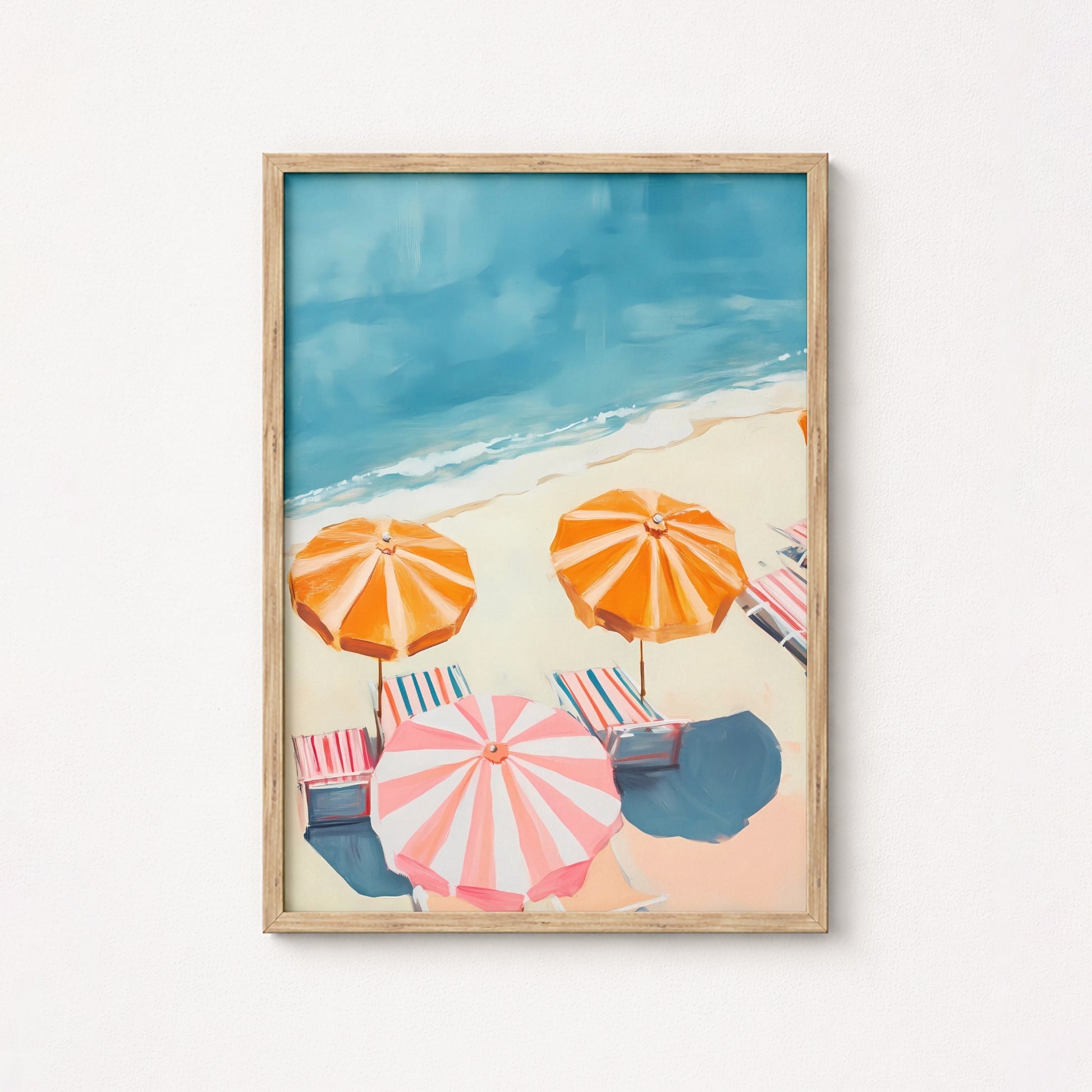 Retro Beach Umbrella Wall Art – Coastal Summer Print