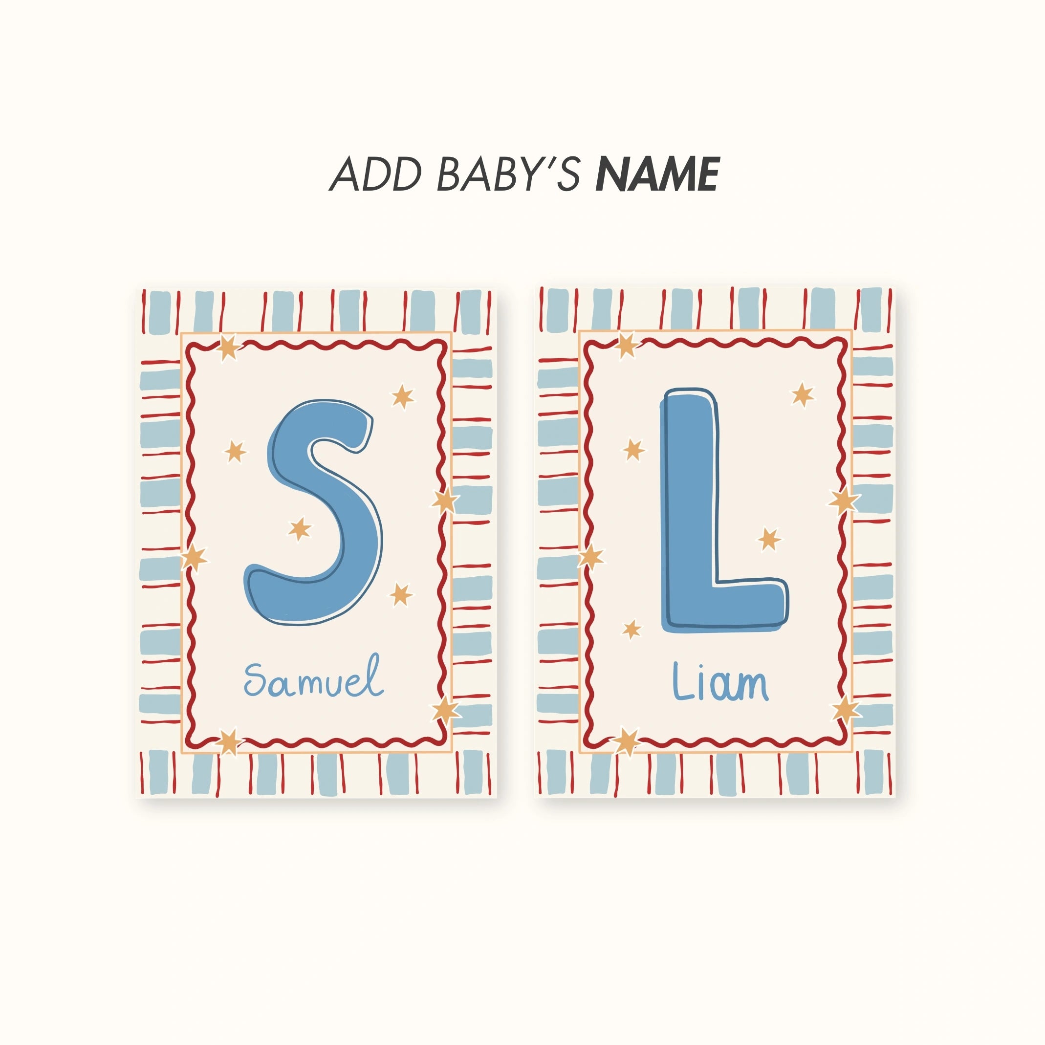 Prints with Customizable Name Set of 3 – Nursery & kids wall art