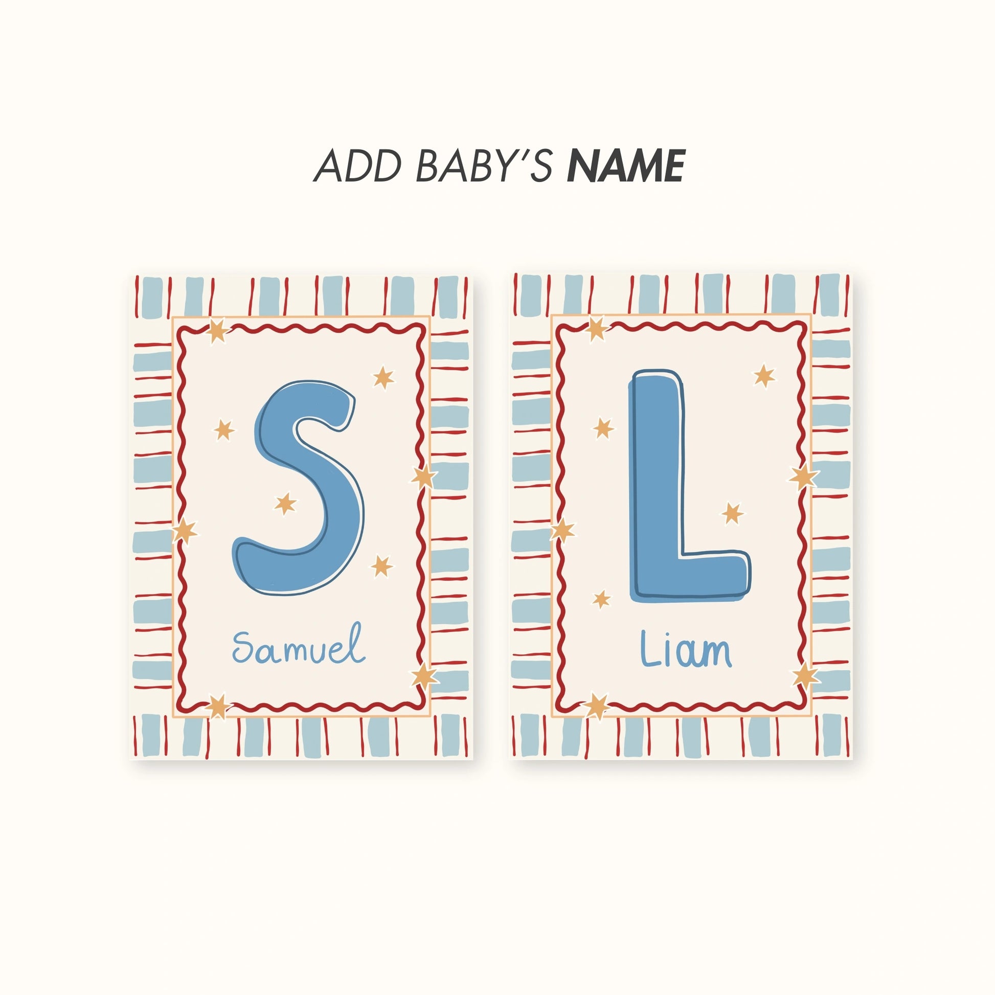 Prints with Customizable Name Set of 3 – Nursery & kids wall art