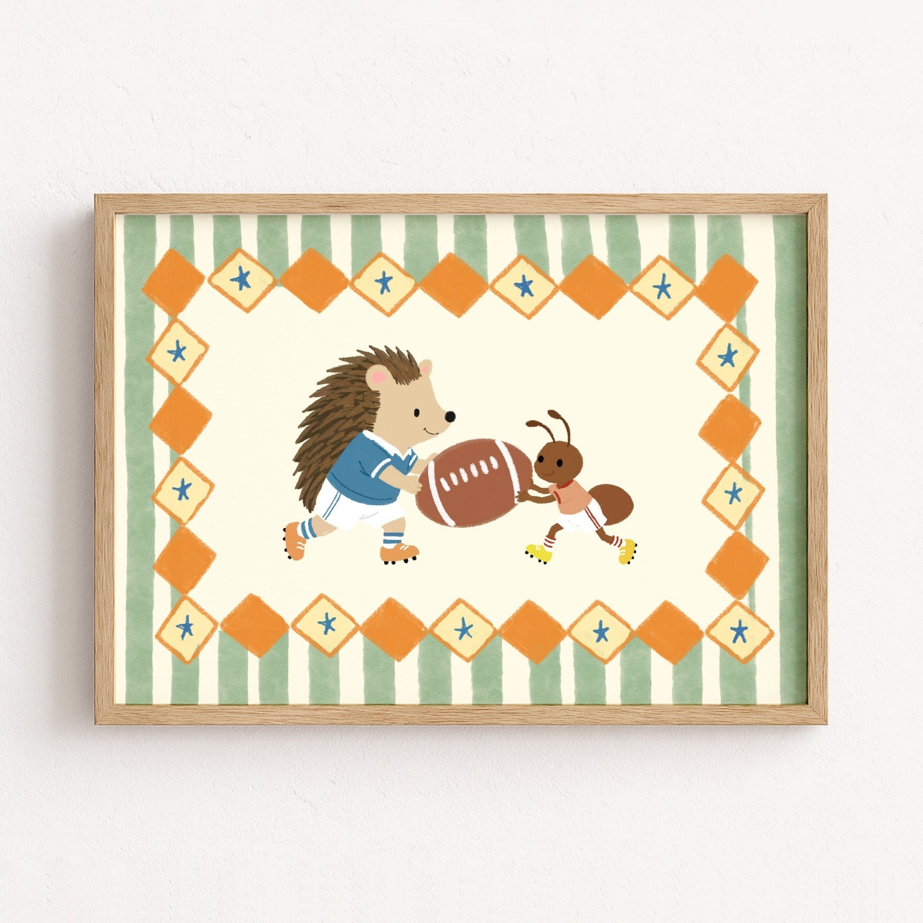 Football Hedgehog Nursery Wall Art
