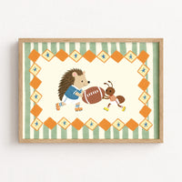 Football Hedgehog Nursery Wall Art
