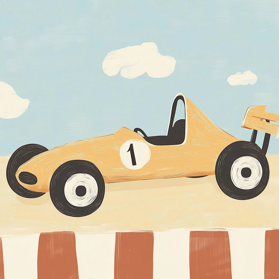 Stampa per cameretta dei bambini con auto da corsa: simpatica decorazione murale con veicoli per ragazzi