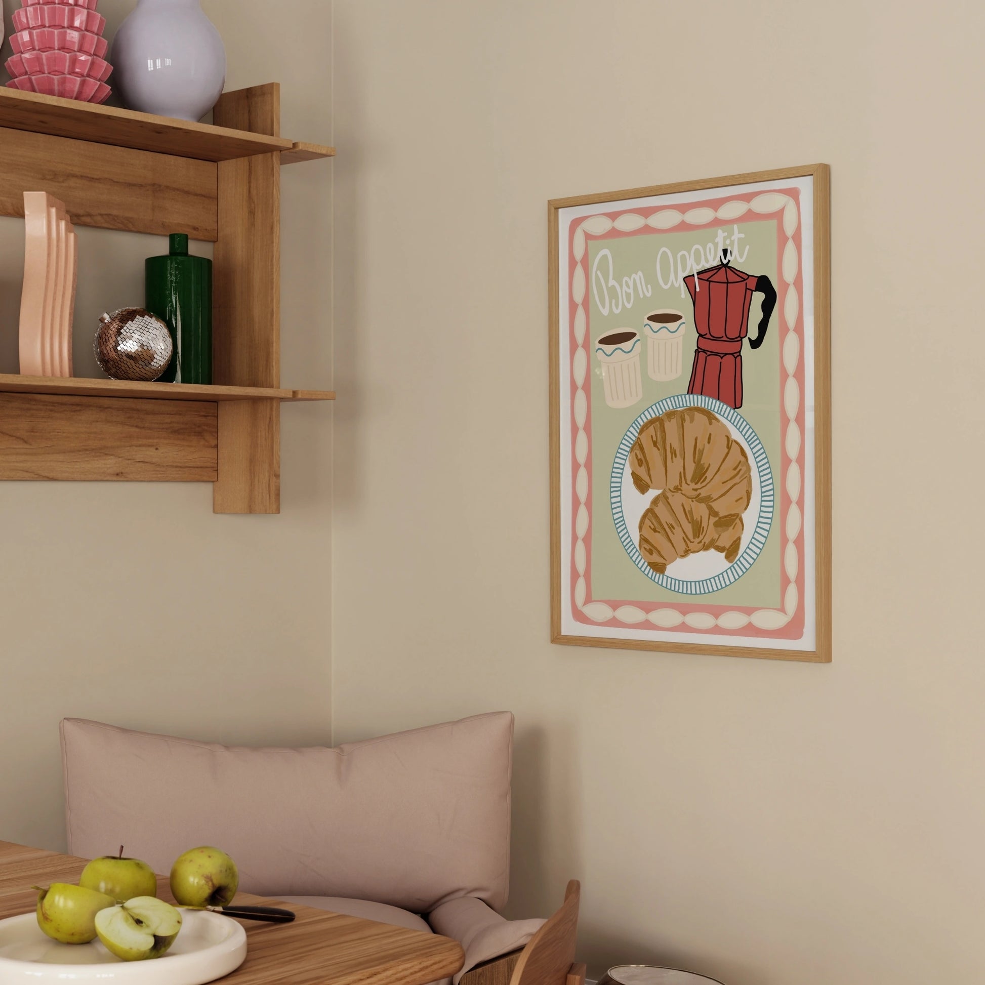 Decorazione murale per la tavola da pranzo italiana – Stampa di pasta, vino e cucina