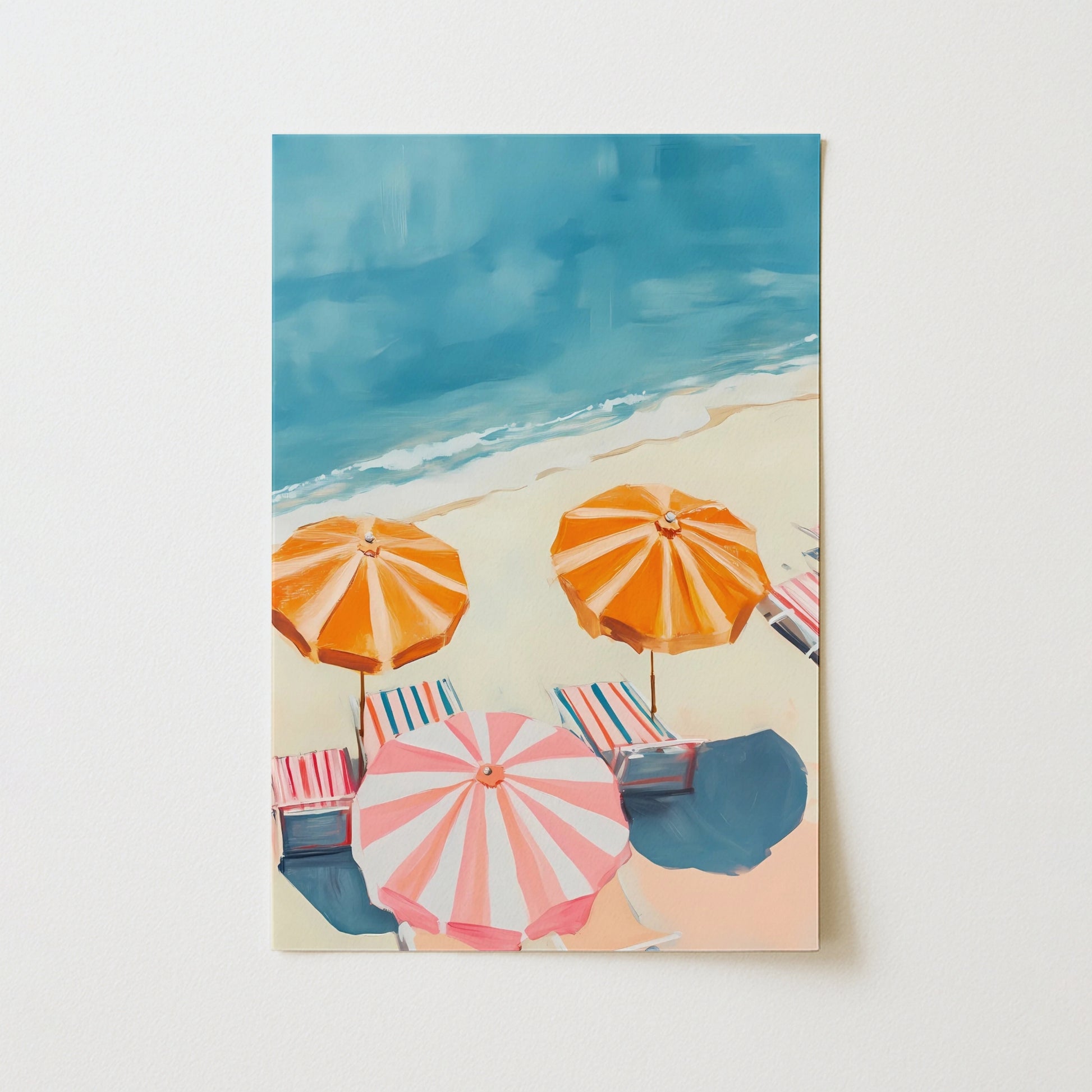 Retro Beach Umbrella Wall Art – Coastal Summer Print