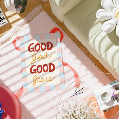 Good God, Good Grace Christian Wall Art – Pastel Striped Faith Print
