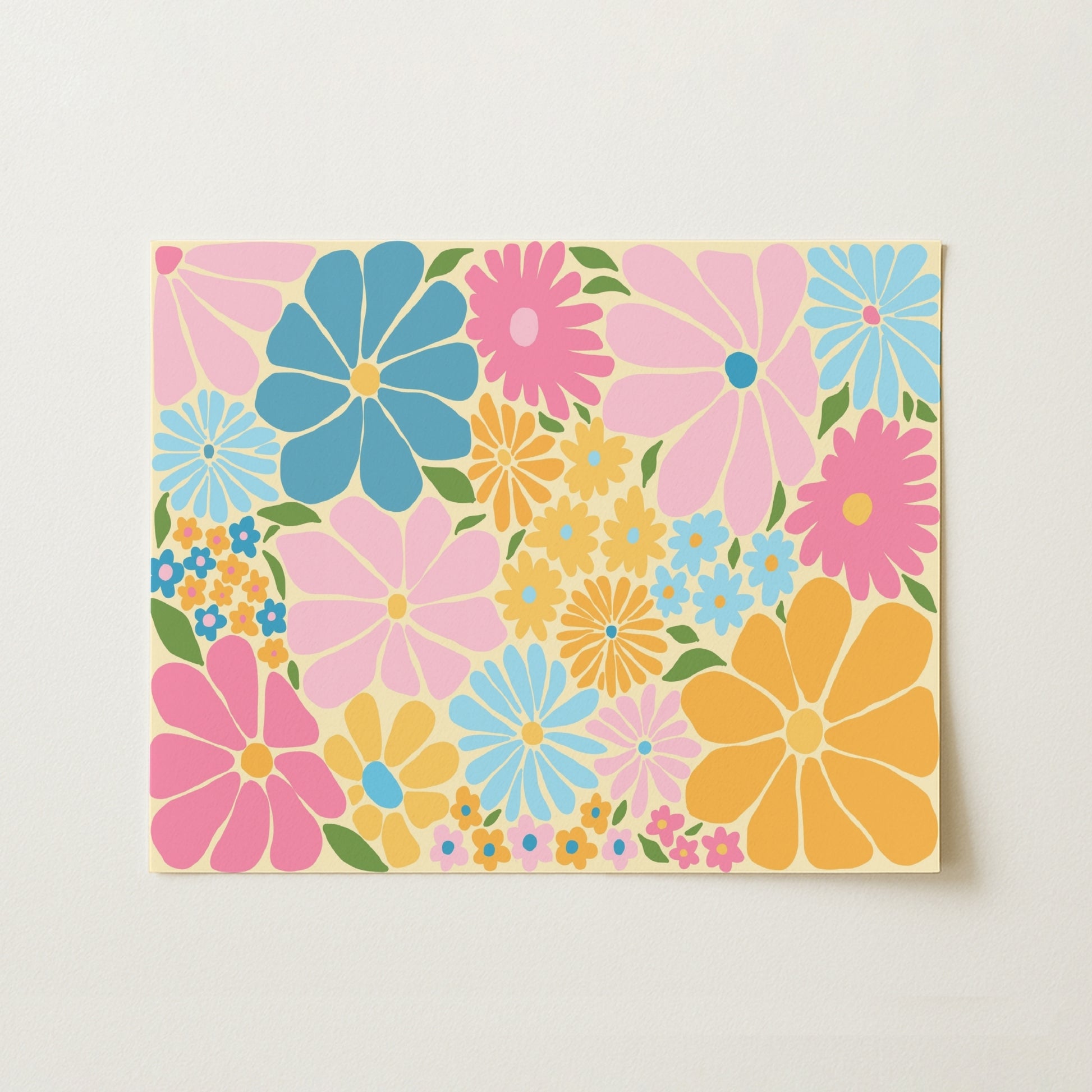 Retro Flower Power Print – Colorful Floral Wall Art