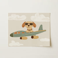Pilot Dog Nursery Print – Cute Airplane Wall Art for Boys