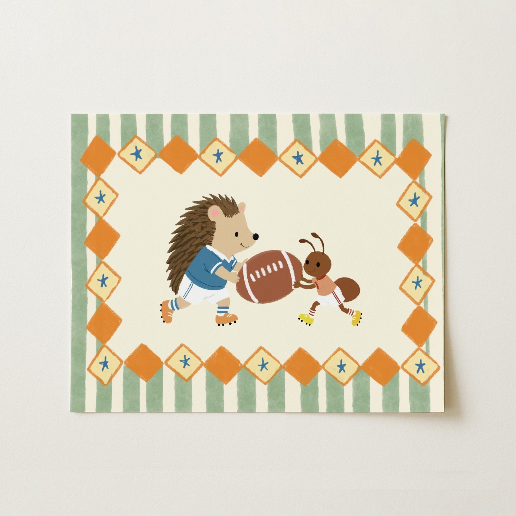 Football Hedgehog Nursery Wall Art