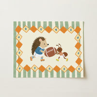 Football Hedgehog Nursery Wall Art