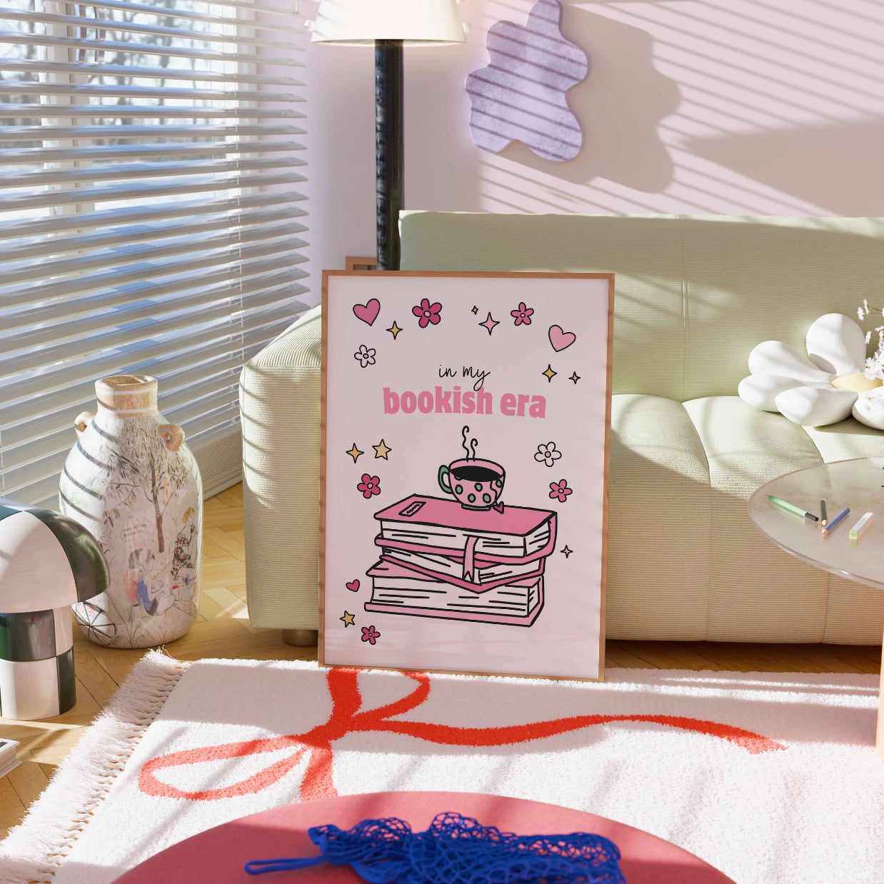 In My Bookish Era – Pink Book Stack Print