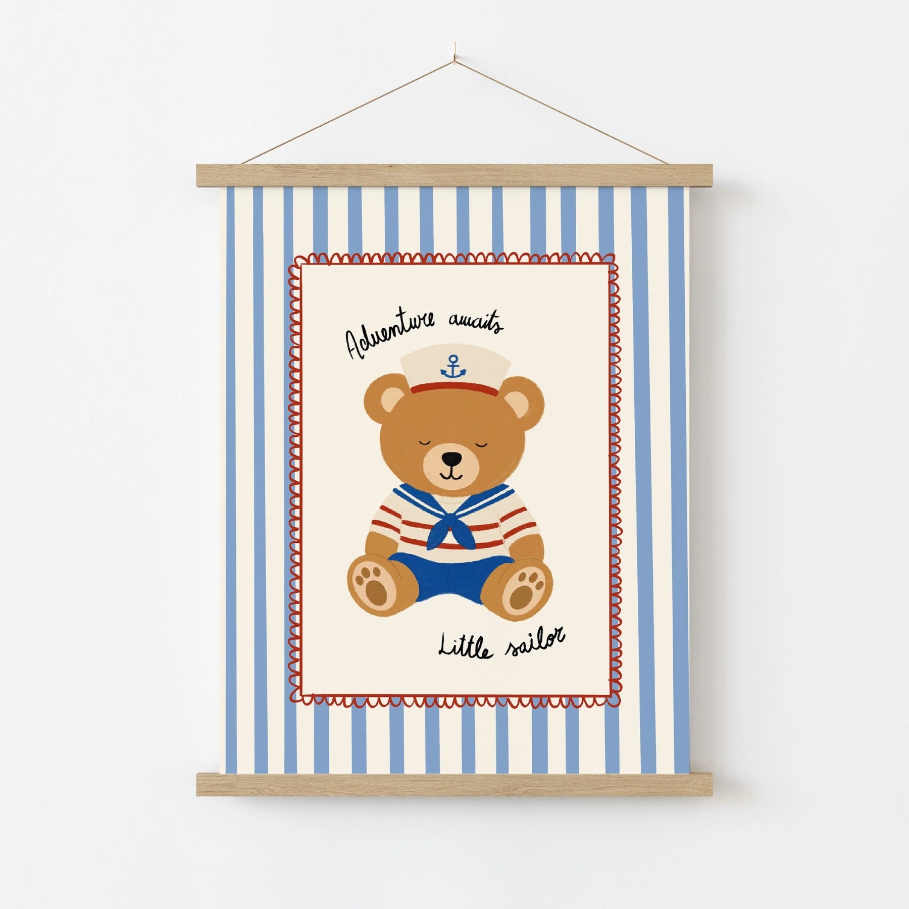 Little Sailor Bear Nursery Print, Boys Room Decor