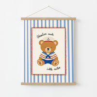 Little Sailor Bear Nursery Print, Boys Room Decor