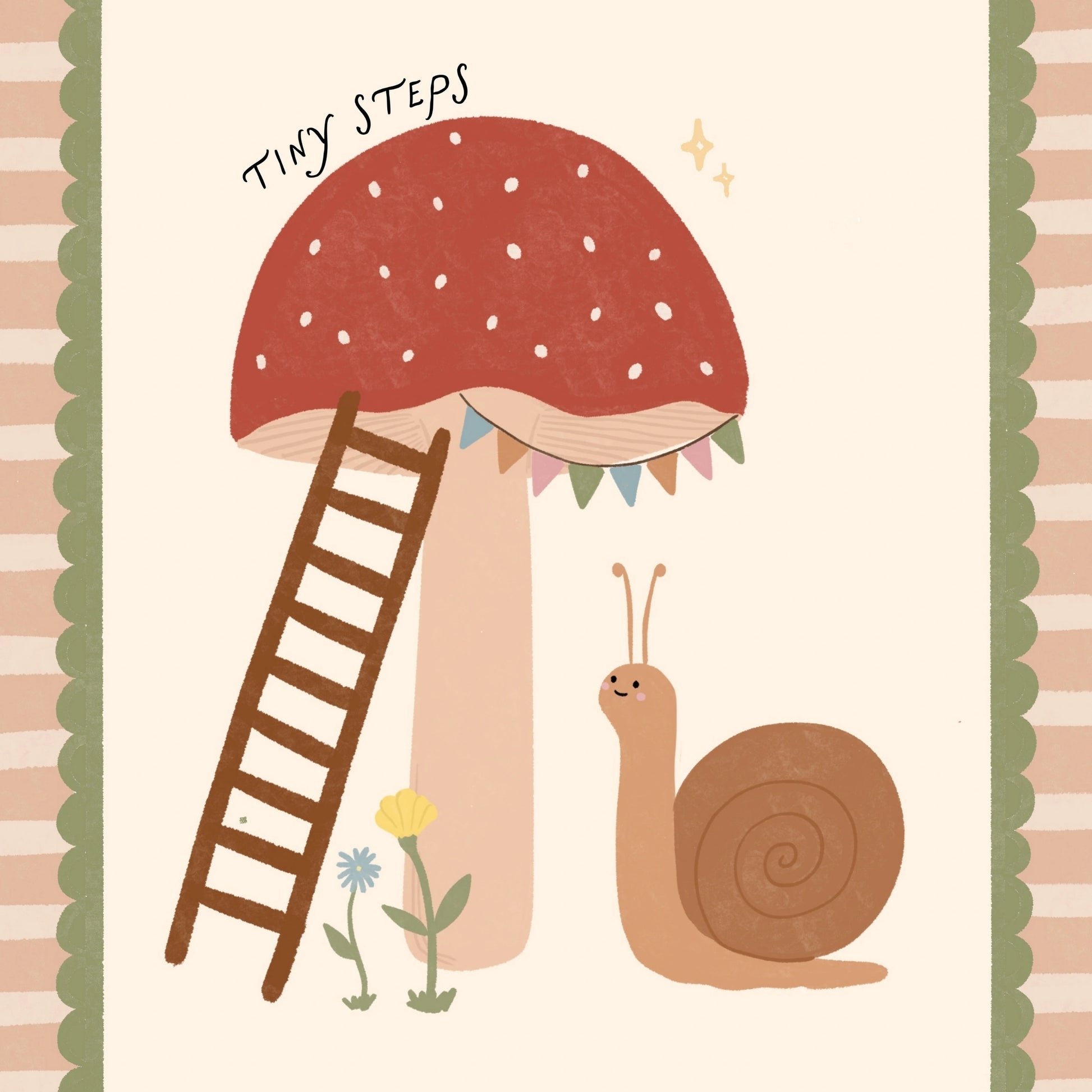 Snail Mushroom Nursery Wall Art