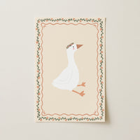 Floral Goose Nursery Wall Art, Whimsical Kids Decor