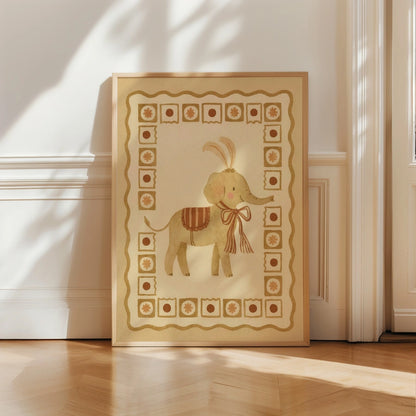 Circus Elephant Nursery Print - Cute Animal Wall Art for Kids