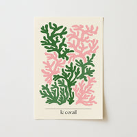 Le Corail Print – Modern Coral Wall Art in Pink and Green