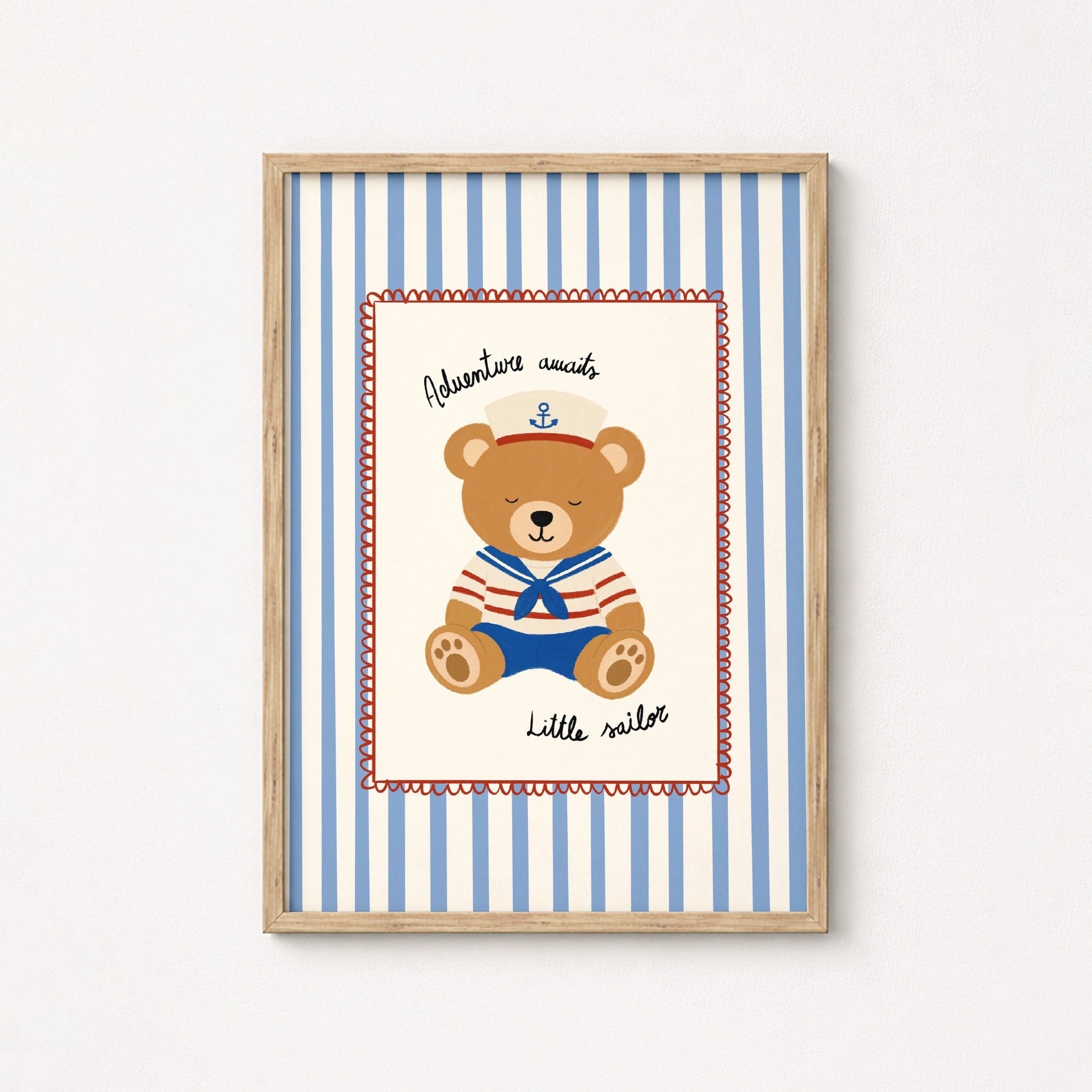 Little Sailor Bear Nursery Print, Boys Room Decor
