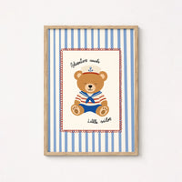 Little Sailor Bear Nursery Print, Boys Room Decor