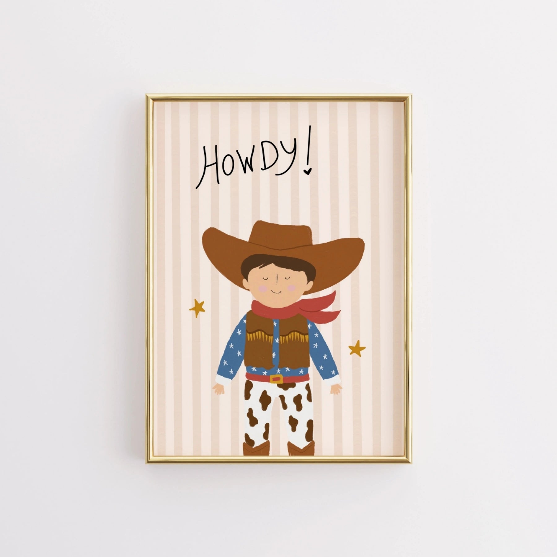 Stampa da parete per cameretta cowboy con scritta “Howdy”