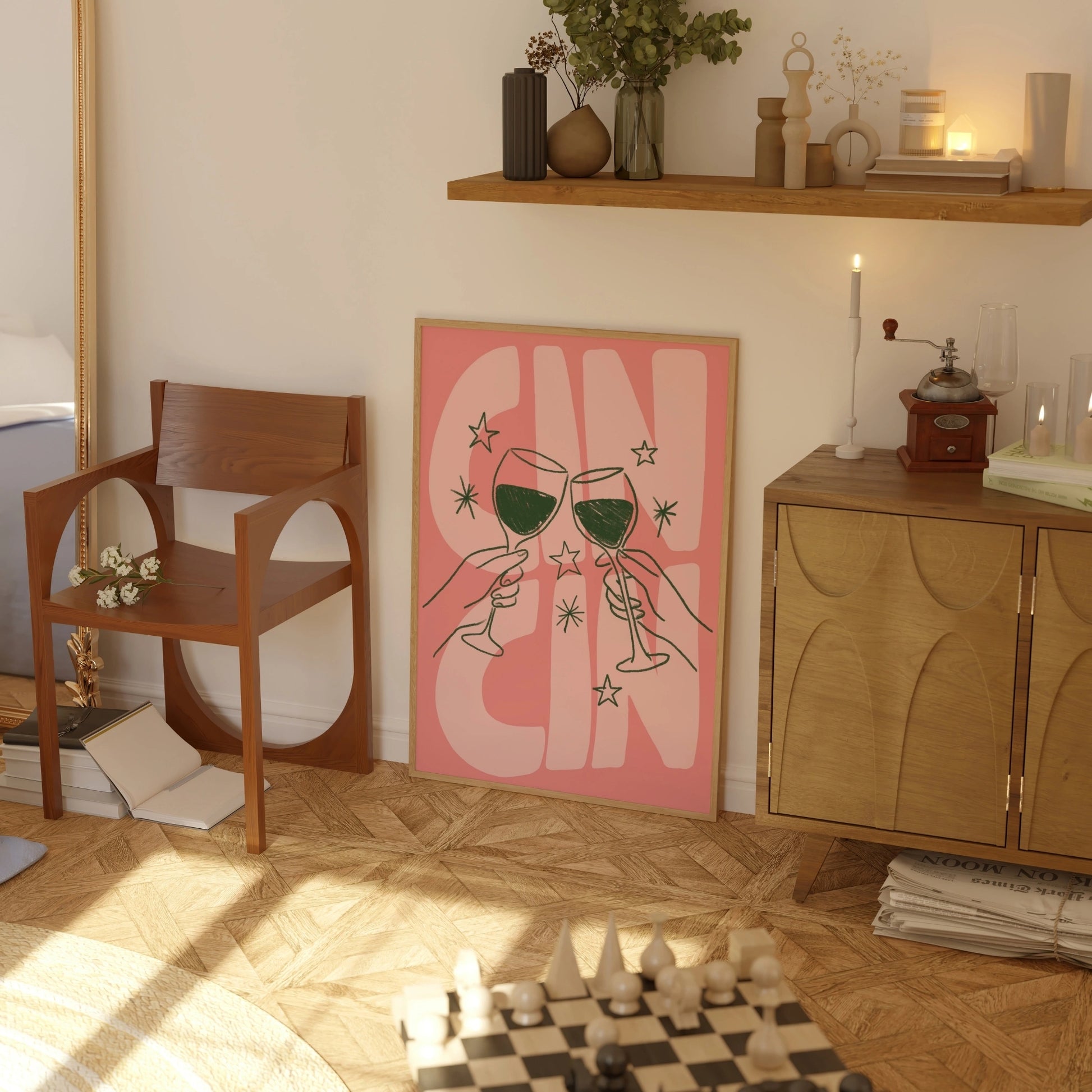 Decorazione murale per la tavola da pranzo italiana – Stampa di pasta, vino e cucina